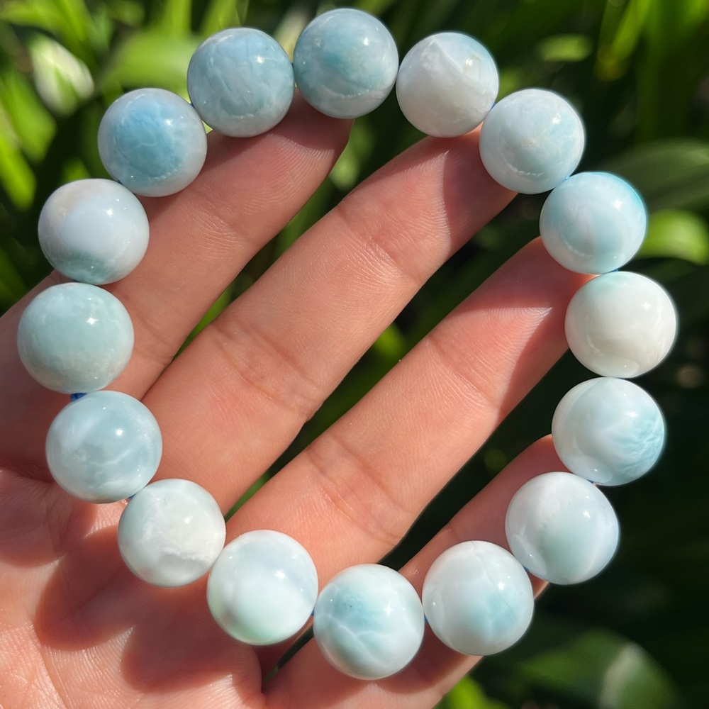 13mm stretchable ice‎ larimar bracelet 1502